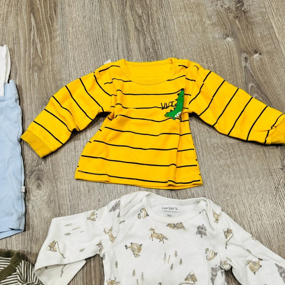 Baby Boy Clothes Lot 9-12 Months Carters‎ Hop Baby Bodysuits Romper Tops 6pc